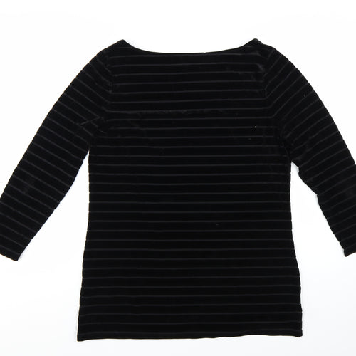 Ralph Lauren Women Black Velvet Striped Tunic Top XL