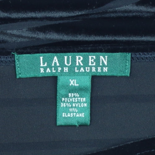 Ralph Lauren Women Black Velvet Striped Tunic Top XL