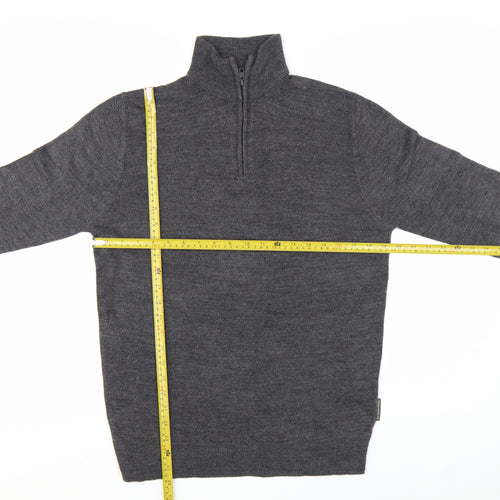 French Connection Men's Grey M 1/2 Zip High Neck Acrylic Jumper