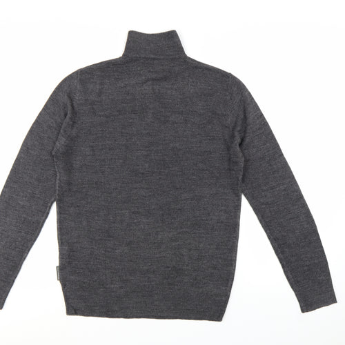 French Connection Men's Grey M 1/2 Zip High Neck Acrylic Jumper