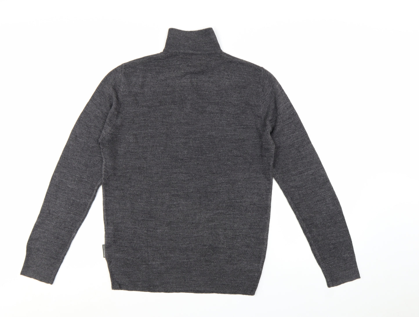French Connection Men's Grey M 1/2 Zip High Neck Acrylic Jumper