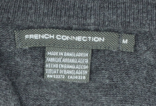 French Connection Men's Grey M 1/2 Zip High Neck Acrylic Jumper