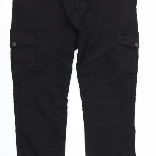 OGGI 76 Men's Black Regular Fit Cargo Biker Trousers Size 44