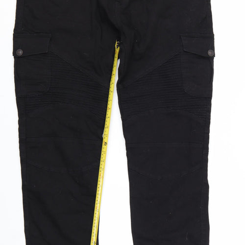 OGGI 76 Men's Black Regular Fit Cargo Biker Trousers Size 44
