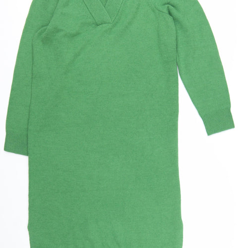 John Lewis Women’s Green V-Neck Knit Jumper Dress Size S