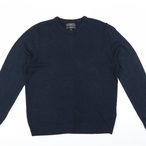 Marks and Spencer Men's Blue Cashmilon Crew Neck Jumper Size L