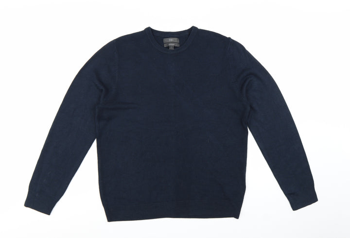 Marks and Spencer Men's Blue Cashmilon Crew Neck Jumper Size L