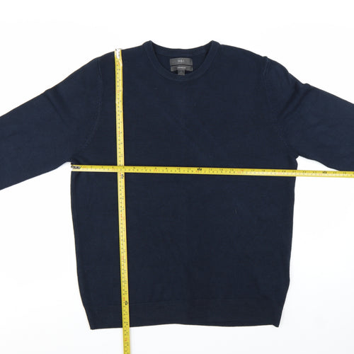 Marks and Spencer Men's Blue Cashmilon Crew Neck Jumper Size L
