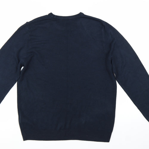 Marks and Spencer Men's Blue Cashmilon Crew Neck Jumper Size L