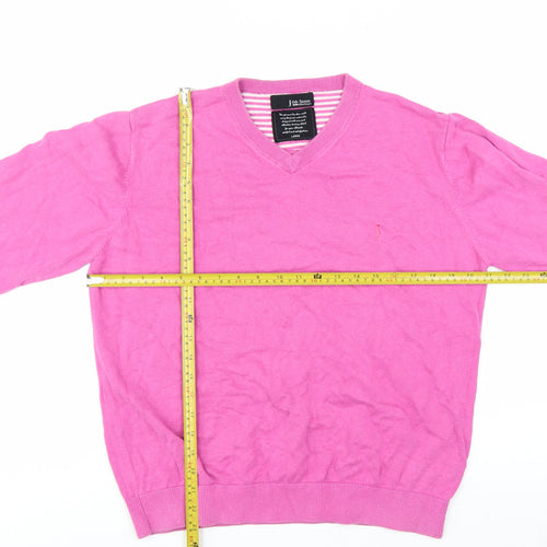 6th Sense Men's Pink V-Neck Cotton Jumper Size L