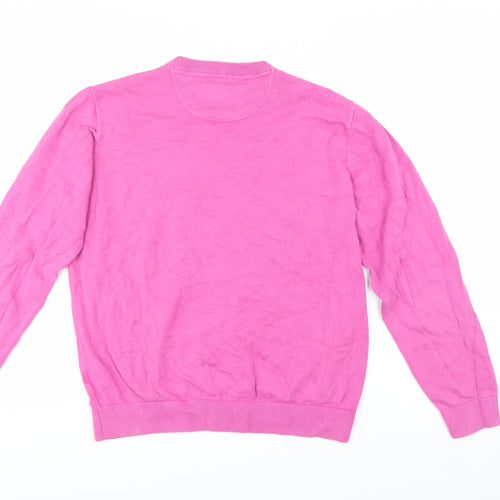6th Sense Men's Pink V-Neck Cotton Jumper Size L