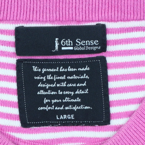 6th Sense Men's Pink V-Neck Cotton Jumper Size L