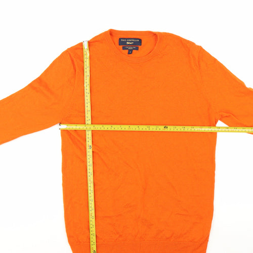 Paul Costelloe Men's Orange Merino Wool Crew Neck Jumper M