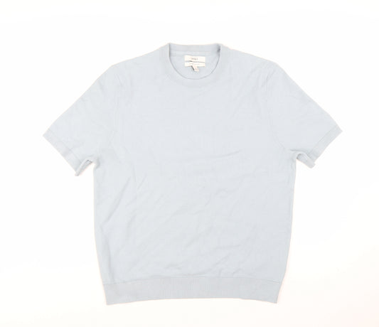 Marks and Spencer Men's Light Blue Pure Cotton Crew Neck T-Shirt Large
