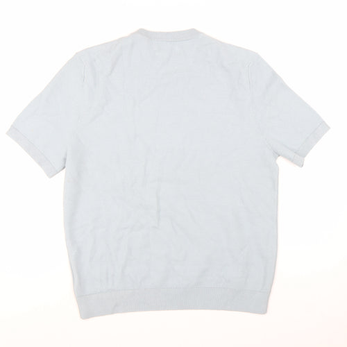Marks and Spencer Men's Light Blue Pure Cotton Crew Neck T-Shirt Large