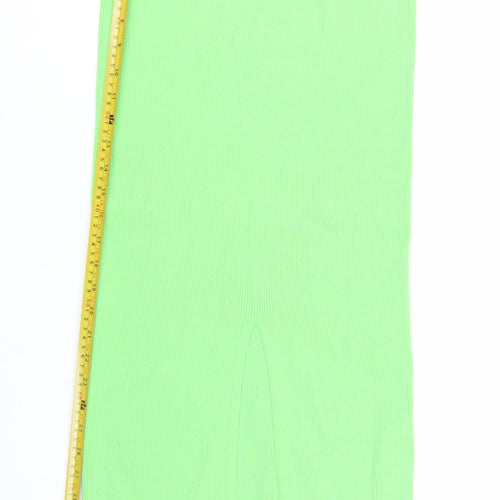 Zara Women Green S Ribbed Knit Midi Pencil Skirt