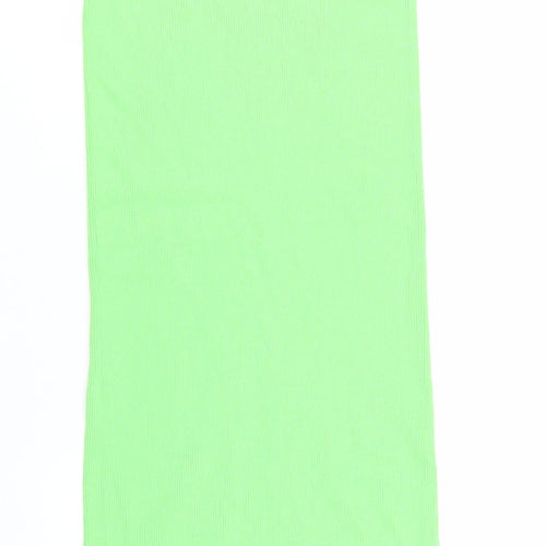 Zara Women Green S Ribbed Knit Midi Pencil Skirt
