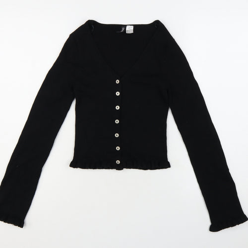 H&M Divided Women's Black Slim Fit Knit Button Cardigan Size S