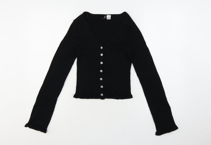 H&M Divided Women's Black Slim Fit Knit Button Cardigan Size S