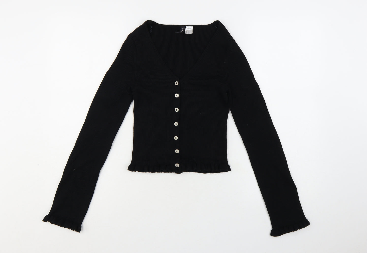 H&M Divided Women's Black Slim Fit Knit Button Cardigan Size S