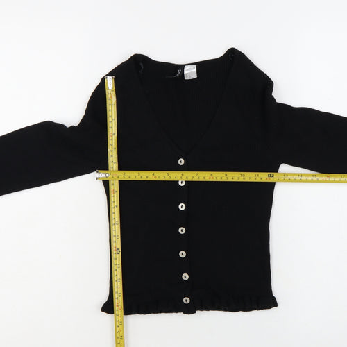 H&M Divided Women's Black Slim Fit Knit Button Cardigan Size S