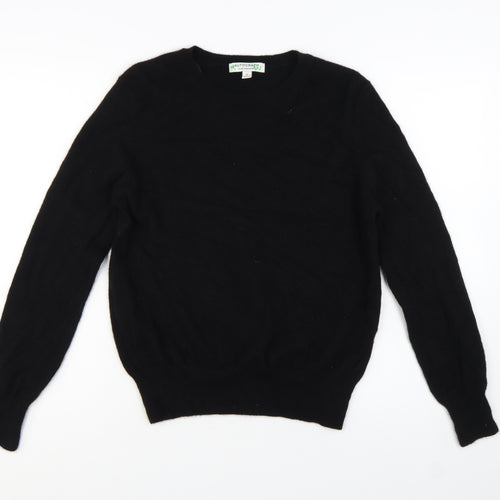 Marks and Spencer Women Black 100% Cashmere Crew Neck Jumper Size 12