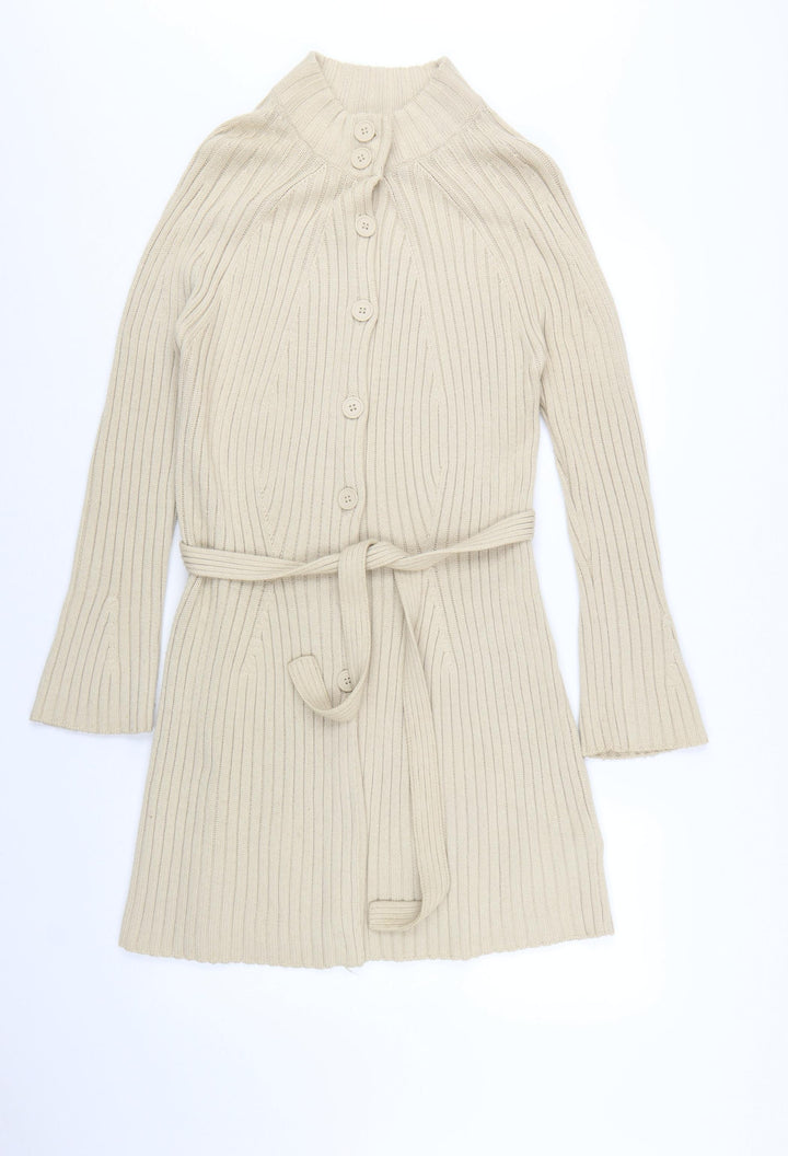 Marks and Spencer Women’s Beige Cardigan UK 16 Wool Blend Belted Knitwear