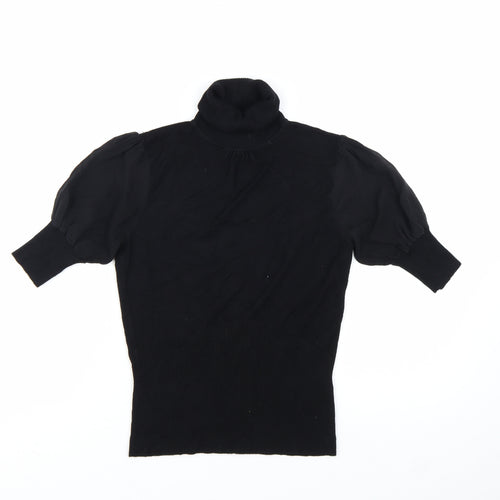 Coast Womens Black Roll Neck Puff Sleeve Jumper Size 10
