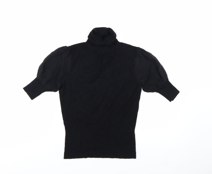 Coast Womens Black Roll Neck Puff Sleeve Jumper Size 10