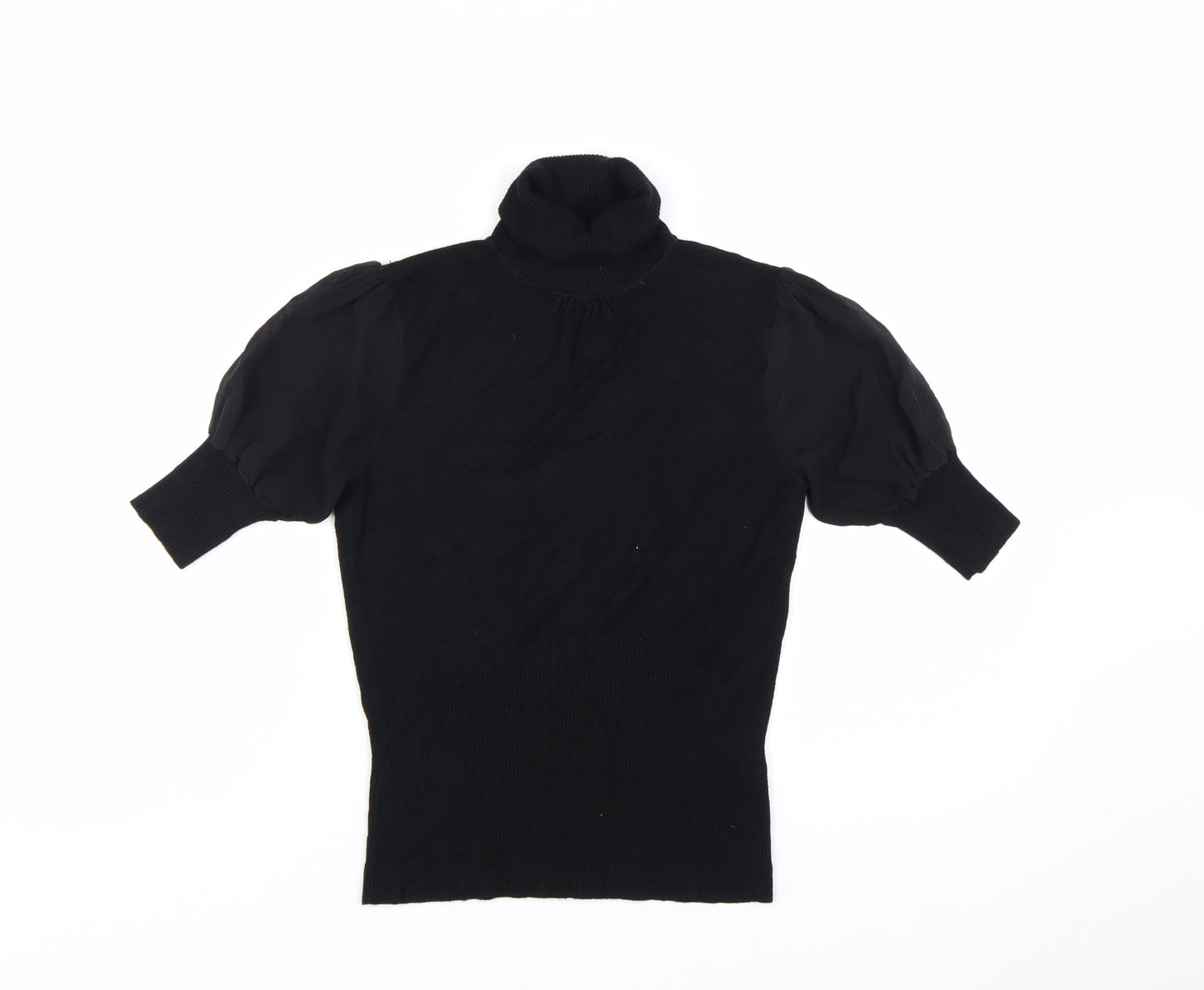Coast Womens Black Roll Neck Puff Sleeve Jumper Size 10