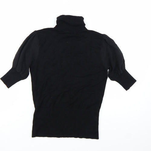 Coast Womens Black Roll Neck Puff Sleeve Jumper Size 10