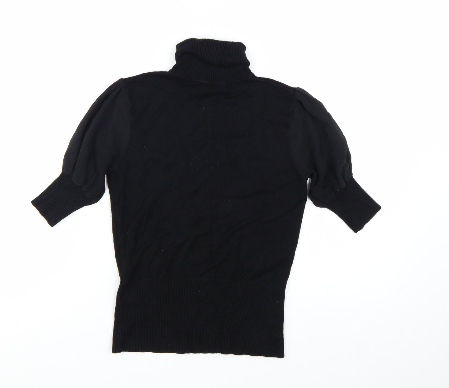 Coast Womens Black Roll Neck Puff Sleeve Jumper Size 10