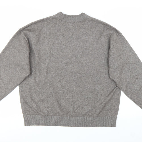 Marks and Spencer Women Grey V-Neck Long Sleeve Knit Pullover Jumper L