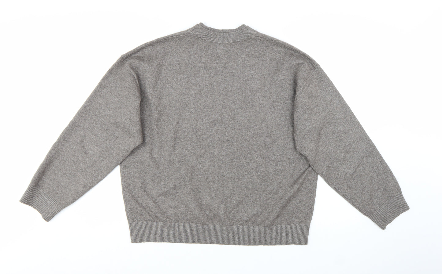 Marks and Spencer Women Grey V-Neck Long Sleeve Knit Pullover Jumper L