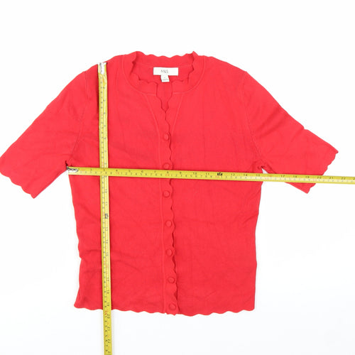Marks and Spencer Women's Red Short Sleeve Button Cardigan Size S