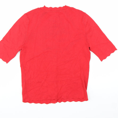 Marks and Spencer Women's Red Short Sleeve Button Cardigan Size S