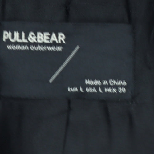 Pull & Bear Women's Black Faux Fur Bomber Jacket Size 14