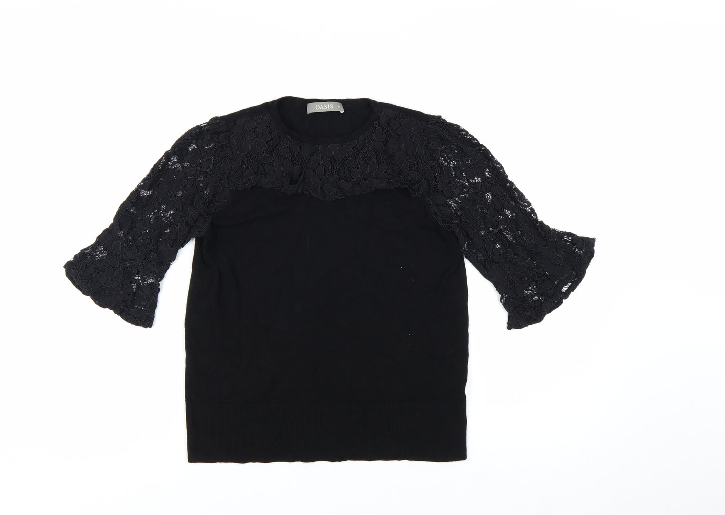 Oasis Women's Black Lace Sleeve Pullover Jumper M