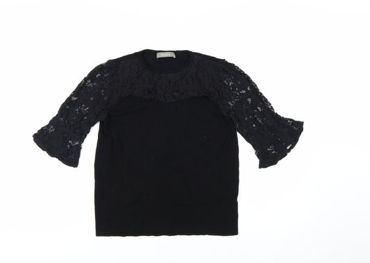 Oasis Women's Black Lace Sleeve Pullover Jumper M