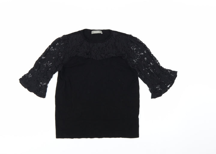 Oasis Women's Black Lace Sleeve Pullover Jumper M
