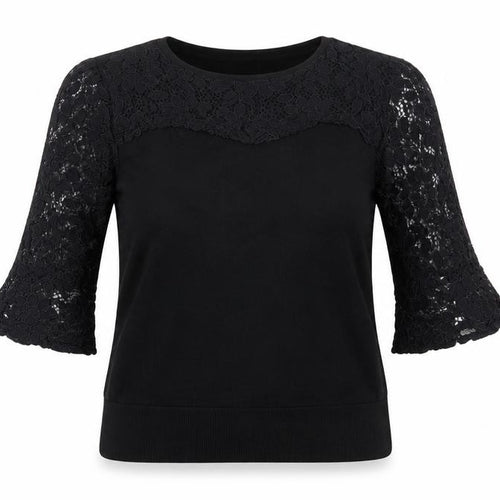 Oasis Women's Black Lace Sleeve Pullover Jumper M