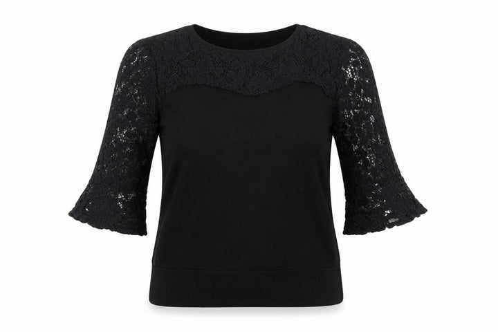 Oasis Women's Black Lace Sleeve Pullover Jumper M