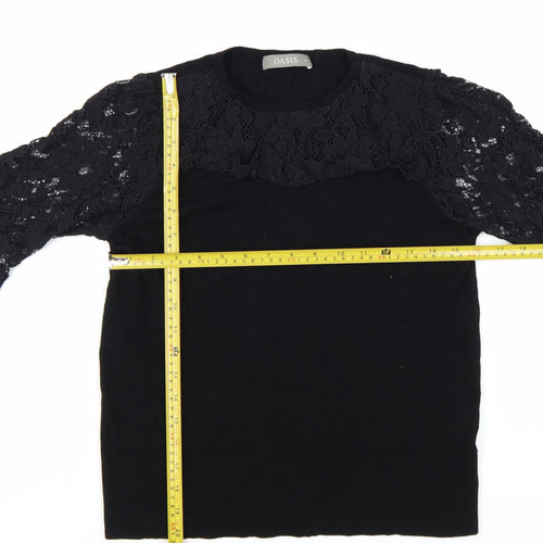 Oasis Women's Black Lace Sleeve Pullover Jumper M