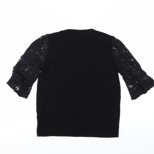 Oasis Women's Black Lace Sleeve Pullover Jumper M