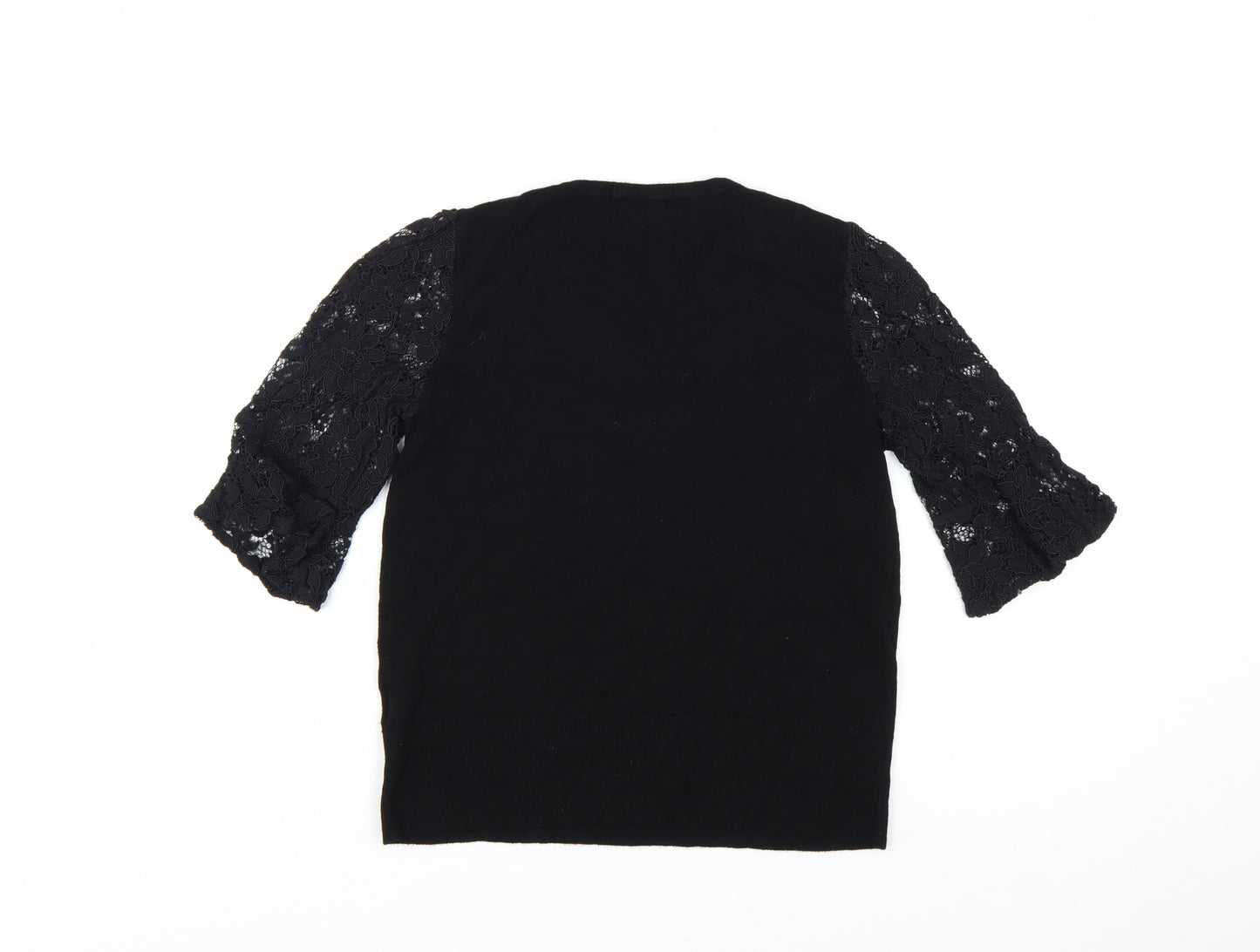 Oasis Women's Black Lace Sleeve Pullover Jumper M