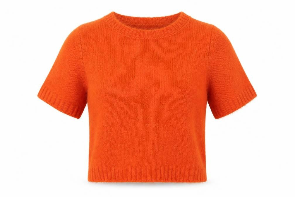 Next Women Orange Short Sleeve Pullover Jumper Size S