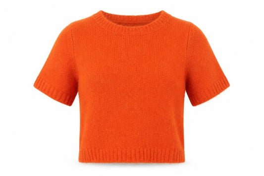 Next Women Orange Short Sleeve Pullover Jumper Size S