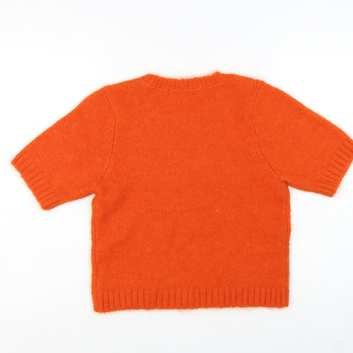 NEXT Women Orange Short Sleeve Pullover Jumper Size S