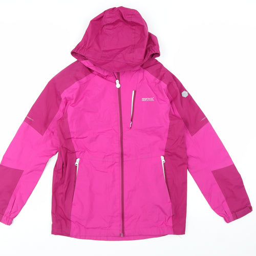 Regatta Girls Pink Waterproof Hooded Rain Coat Jacket 13 Years