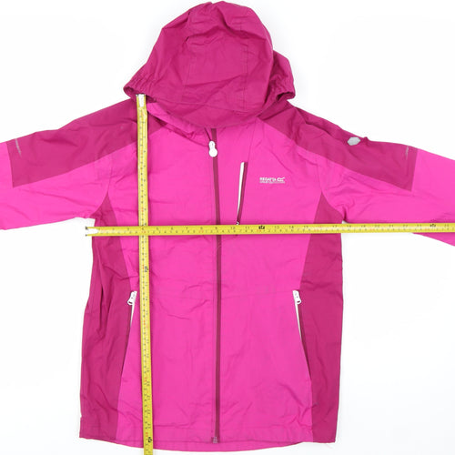Regatta Girls Pink Waterproof Hooded Rain Coat Jacket 13 Years